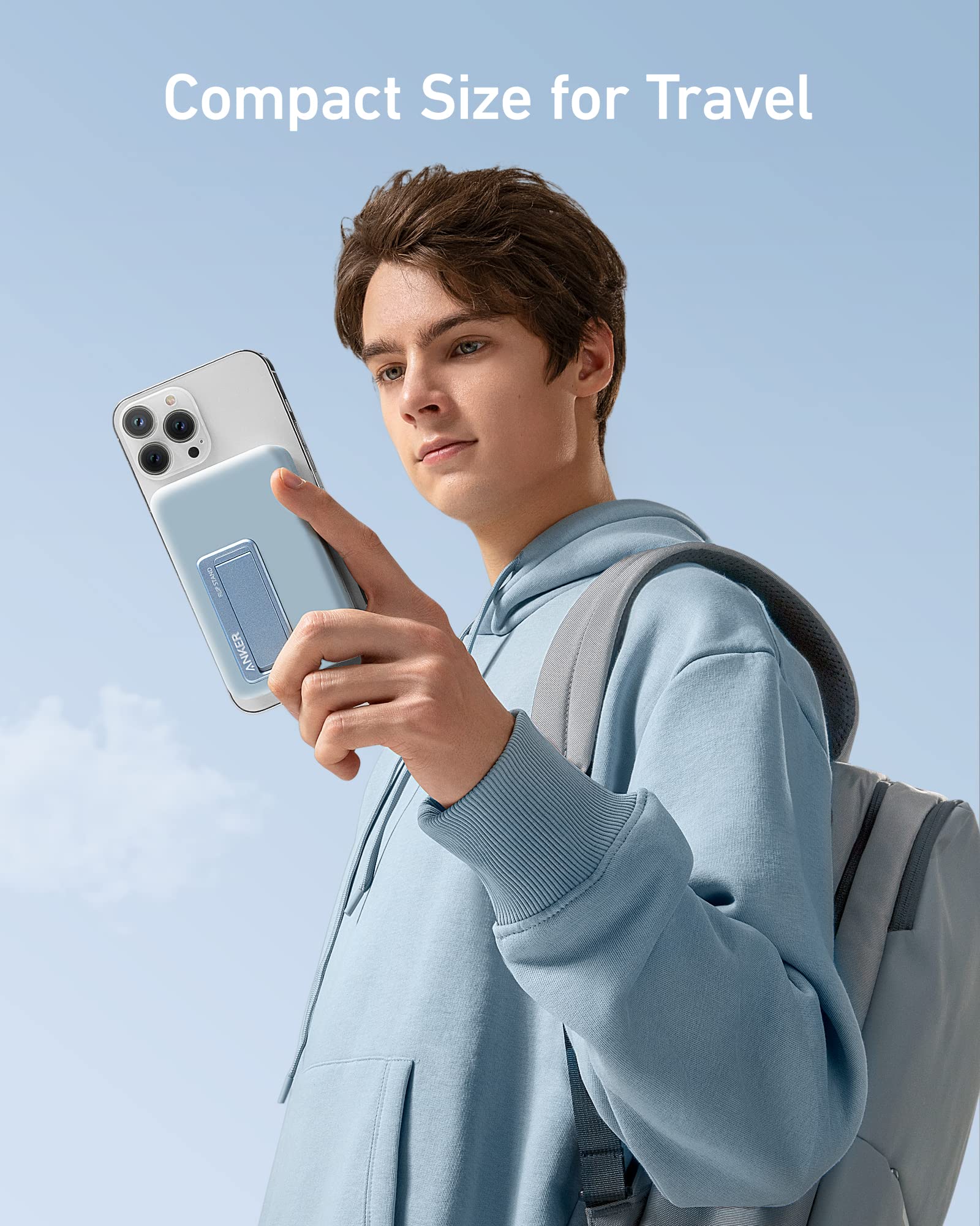 Anker 633 Magnetic Battery in Interstellar Gray for charging, featuring a sleek compact design with magnetic attachment.