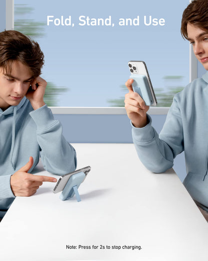 Anker 633 Magnetic Battery in interstellar gray, compact charging device with magnetic connector for easy attachment.