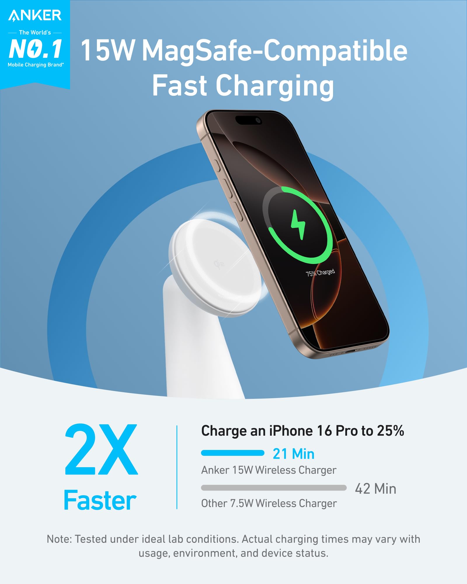 Anker MagGo Wireless Charger (2-in-1, Dock Stand) with USB-C Cable BOA - BACKUPMYFILESNOW.COM®