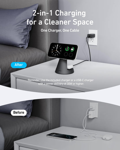Anker MagGo Wireless Charger (2-in-1, Dock Stand) with USB-C Cable BOA - BACKUPMYFILESNOW.COM®