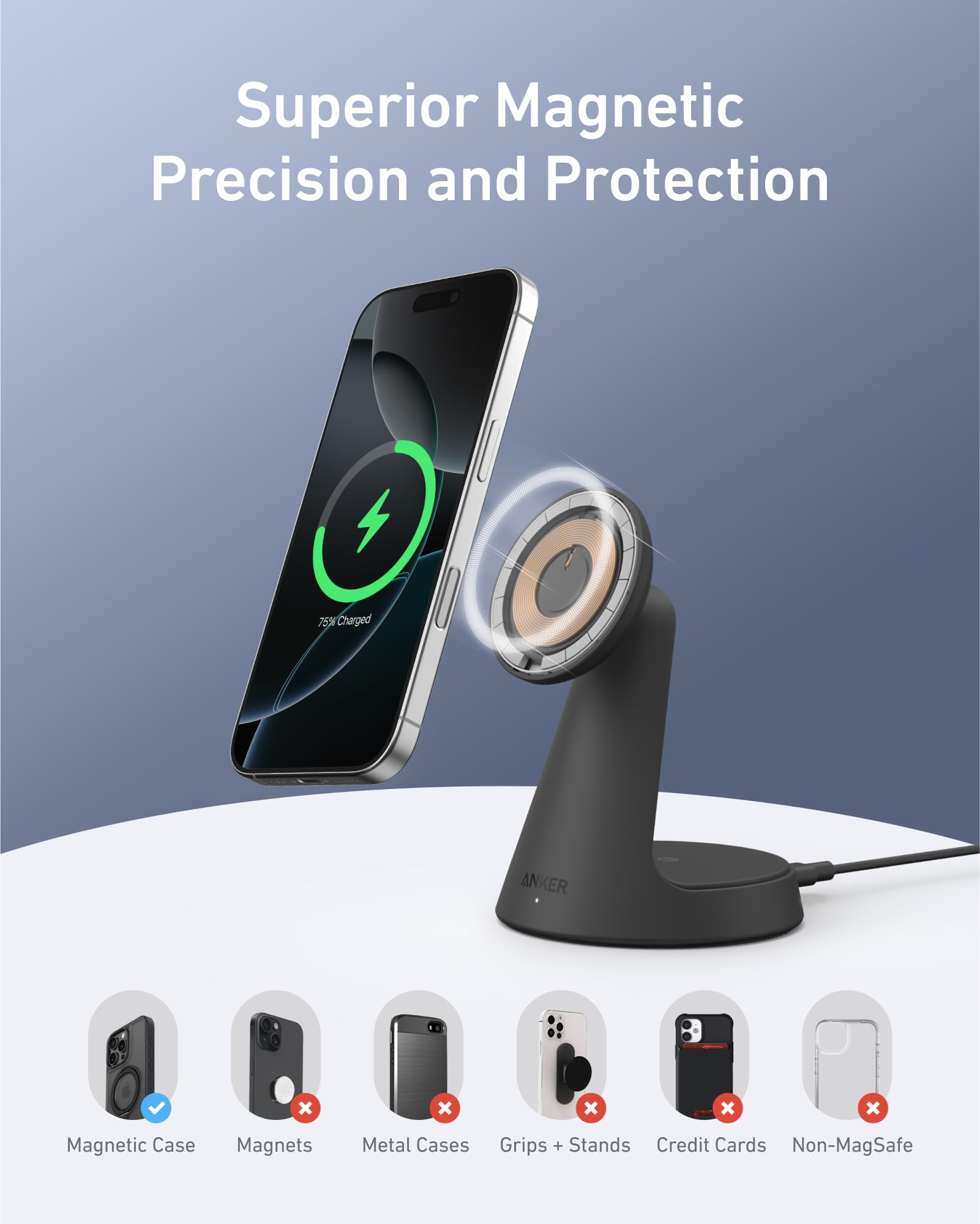 Anker MagGo Wireless Charger (2-in-1, Dock Stand) with USB-C Cable BOA - BACKUPMYFILESNOW.COM®