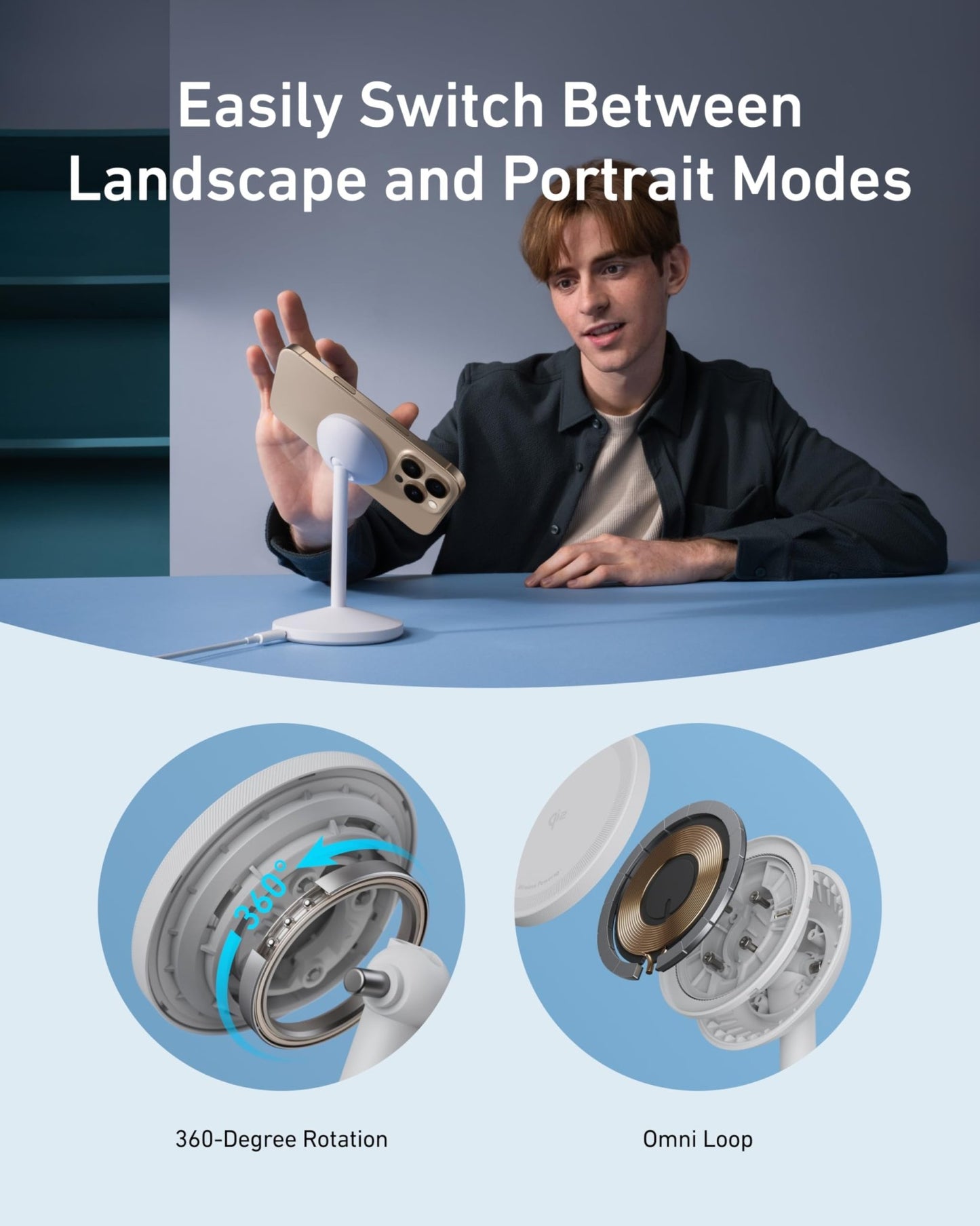 Anker MagGo Wireless Charger (Stand) with Adapter and Cable BOA - BACKUPMYFILESNOW.COM®