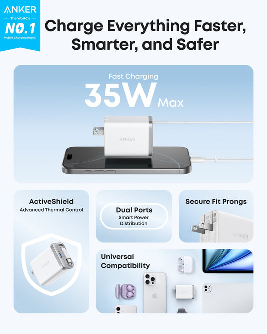 Anker Nano Charger (35W, Built-In Retractable USB-C Cable) - BACKUPMYFILESNOW.COM®