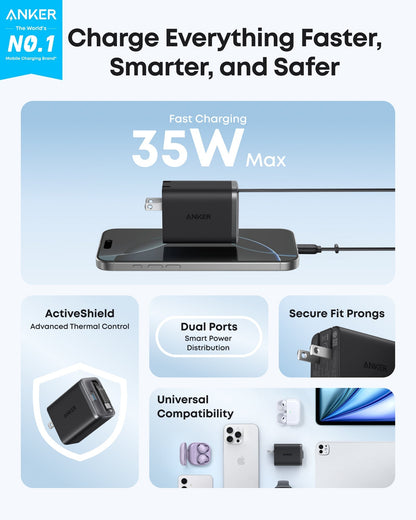 Anker Nano Charger (35W, Built-In Retractable USB-C Cable) - BACKUPMYFILESNOW.COM®