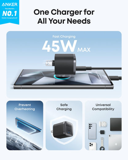 Anker Nano Charger (45W) with USB-C to USB-C Cable - BACKUPMYFILESNOW.COM®