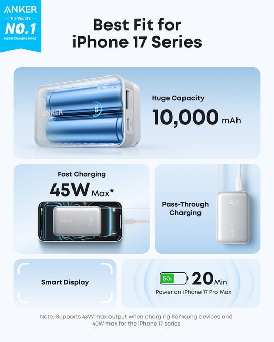 Anker Nano Power Bank (10K, 45W, Built-In Retractable USB-C Cable) - BACKUPMYFILESNOW.COM®