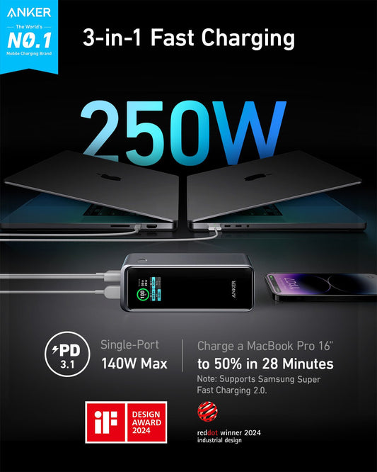 Anker Prime 27,650mAh Power Bank (250W) and 100W Charging Base - BACKUPMYFILESNOW.COM®