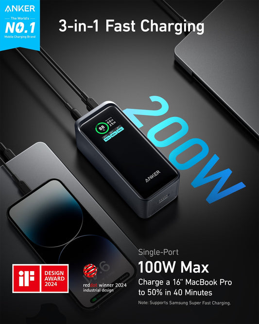 Anker Prime Power Bank (20K, 200W) - BACKUPMYFILESNOW.COM®