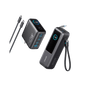 Anker 25K 165W laptop power bank in space black with built-in and retractable cables for mobile device charging.