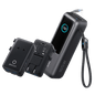 Anker 25K 165W laptop power bank in space black with built-in and retractable cables for portable charging.