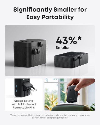 Anker 25K 165W laptop power bank in space black with built-in and retractable cables, portable and high-capacity for charging devices.