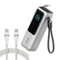 Anker 25K 165W laptop power bank in space black with built-in and retractable cables for portable charging.