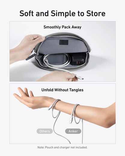 Anker 25K 165W laptop power bank in space black with built-in and retractable cables for portable charging.