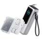 Anker 25K 165W laptop power bank with built-in and retractable cables in space black, portable and high-capacity for charging devices.