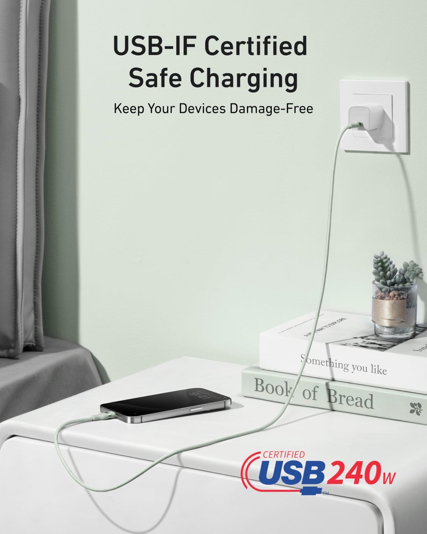 Anker USB-C to USB-C Cable (3 ft / 6 ft, 240W, Upcycled-Braided) - BACKUPMYFILESNOW.COM®
