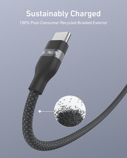 Anker USB-C to USB-C Cable (3 ft / 6 ft, 240W, Upcycled-Braided) - BACKUPMYFILESNOW.COM®