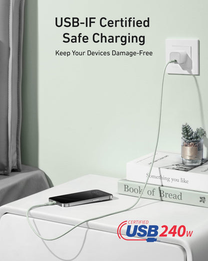 Anker USB-C to USB-C Cable (3 ft / 6 ft, 240W, Upcycled-Braided) - BACKUPMYFILESNOW.COM®