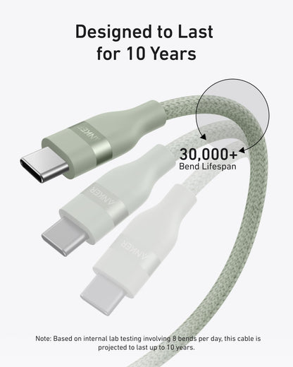 Anker USB-C to USB-C Cable (3 ft / 6 ft, 240W, Upcycled-Braided) - BACKUPMYFILESNOW.COM®