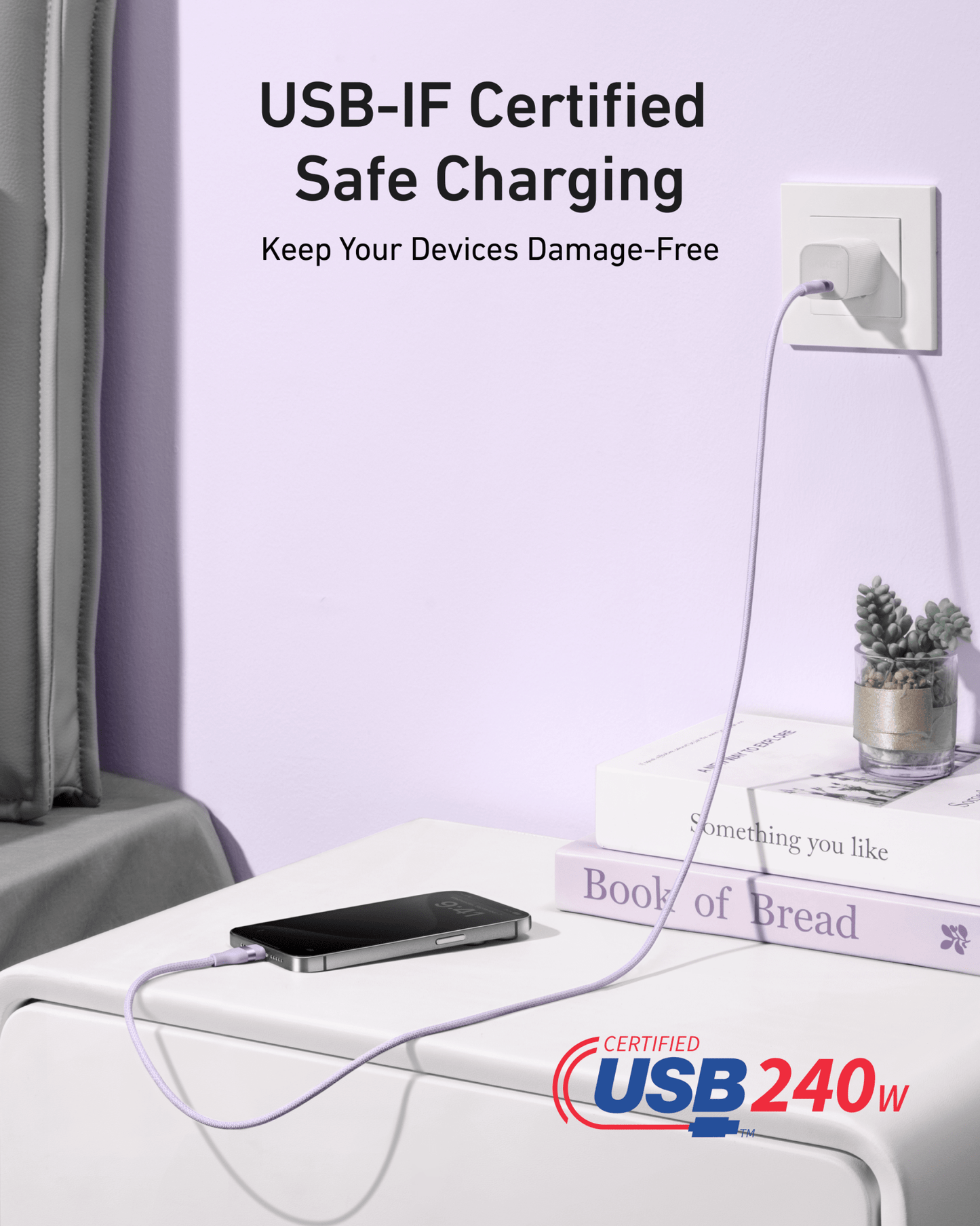 Anker USB-C to USB-C Cable (3 ft / 6 ft, 240W, Upcycled-Braided) - BACKUPMYFILESNOW.COM®