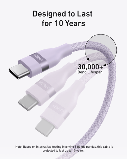 Anker USB-C to USB-C Cable (3 ft / 6 ft, 240W, Upcycled-Braided) - BACKUPMYFILESNOW.COM®