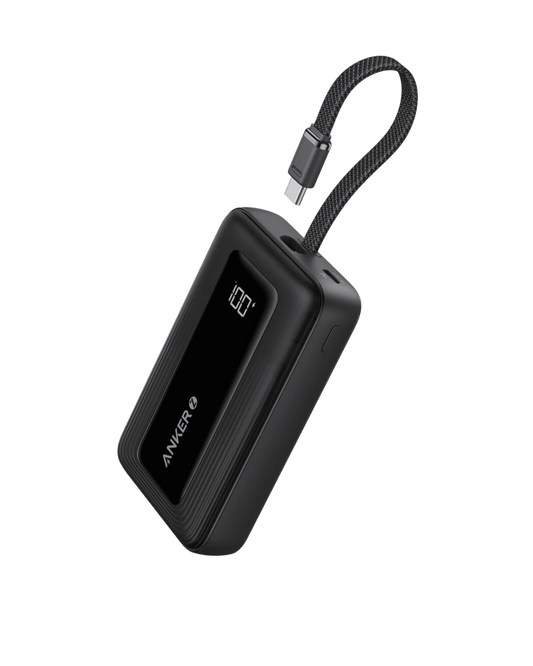Anker Zolo Power Bank (10K, 30W) with a 5.4-inch (13.7 cm) built-in USB-C cable. - BACKUPMYFILESNOW.COM®