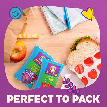 Annie's Organic Fruit Tape variety pack with Swirly Strawberry and Bendy Berry flavors, 12 gluten-free rolls, 9 oz each.