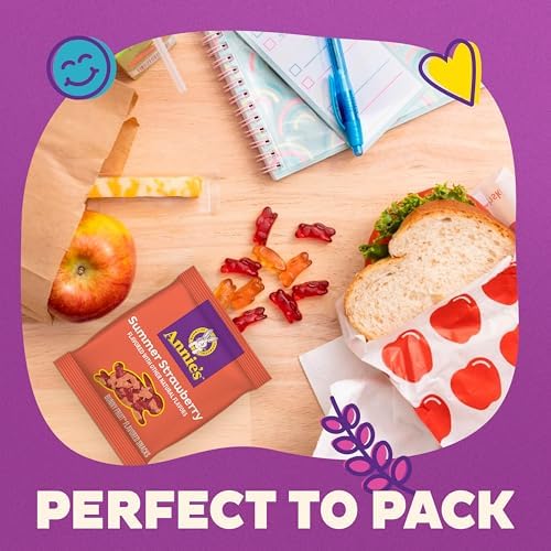 Annie's Organic Bunny Fruit Snacks variety pack featuring gluten-free, animal-shaped fruit snacks in colorful packaging.