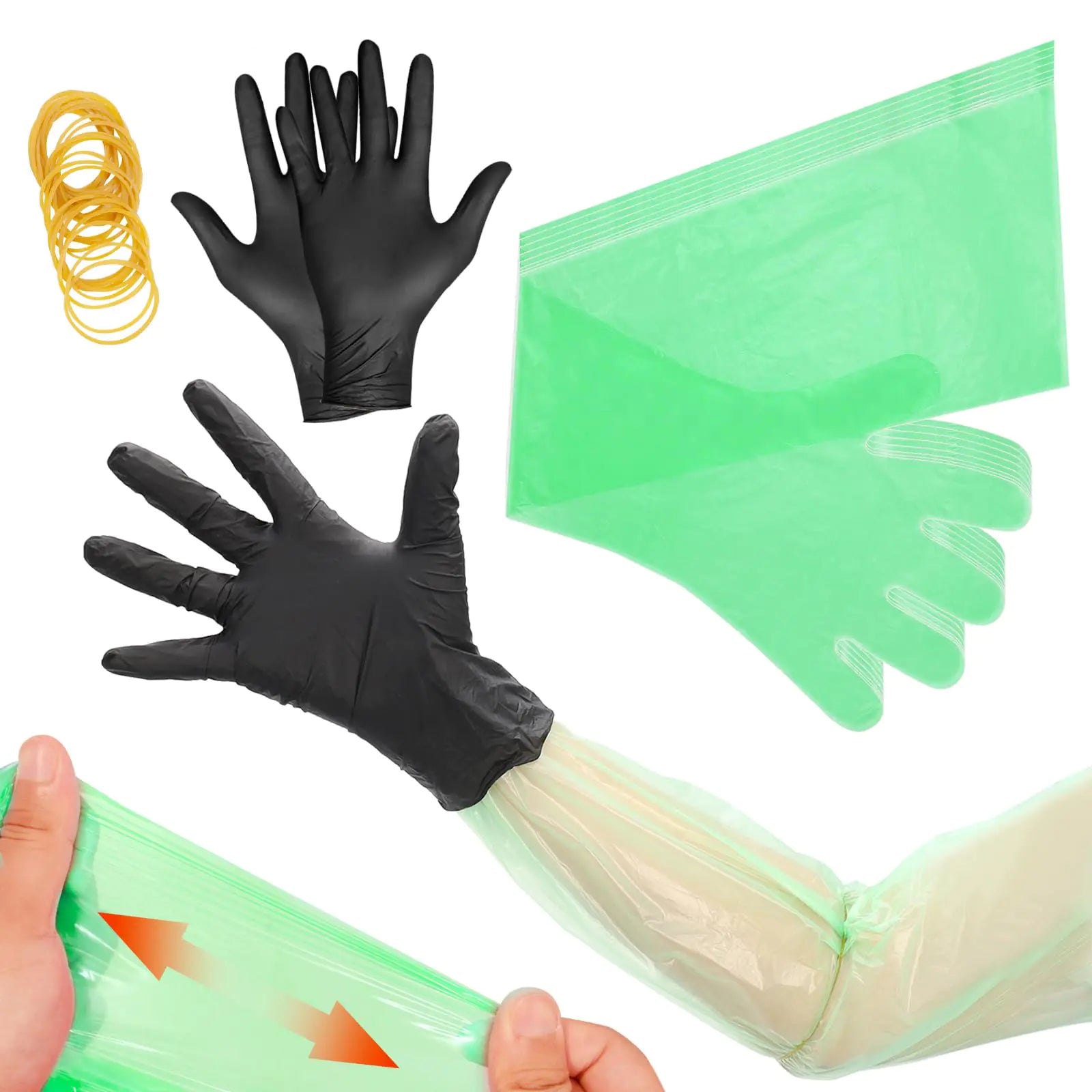 YUNVI Field Dressing Gloves Deer Hunting Gutting GlovesVeterinary Gloves includes Disposable Arm Gloves and Nitrile Gloves