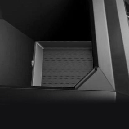 Silicone armrest box mat for Tesla Cybertruck, designed to protect and enhance the interior armrest area.
