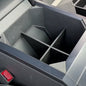 Cybertruck armrest storage box divider by Tesery Official Store, showing organized interior with partition for accessories.