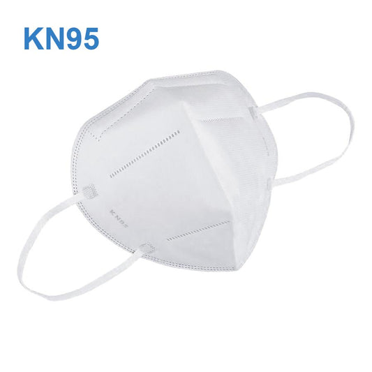 Avera Group KN95 particulate respirator face mask, protective mask with adjustable nose clip and ear loops, front view.