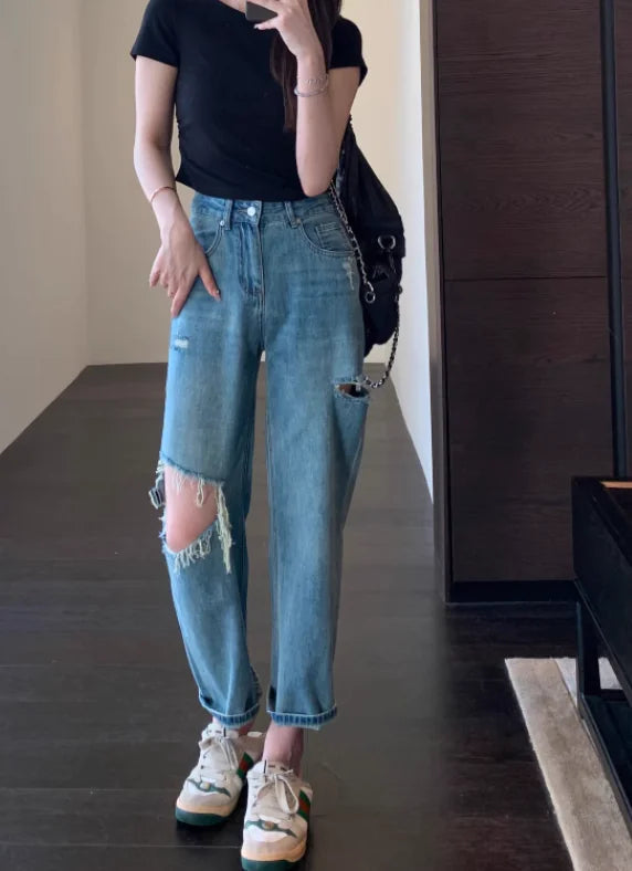 Ripped Casual Denim Jeans