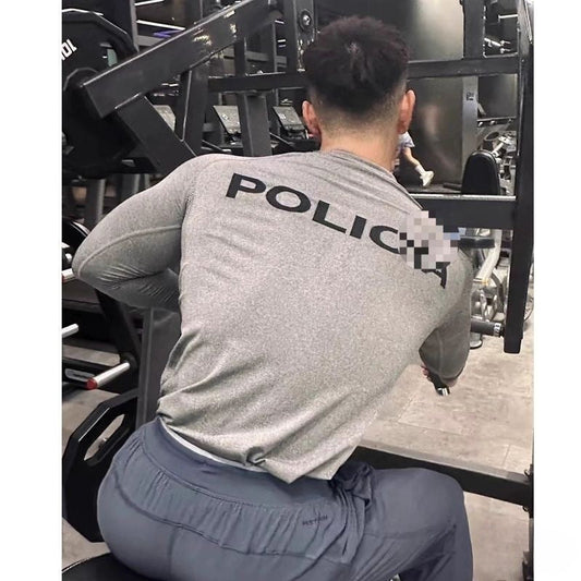 Men's cycling and running training top with long sleeves, front zipper, and tight-fit stretch base layer design