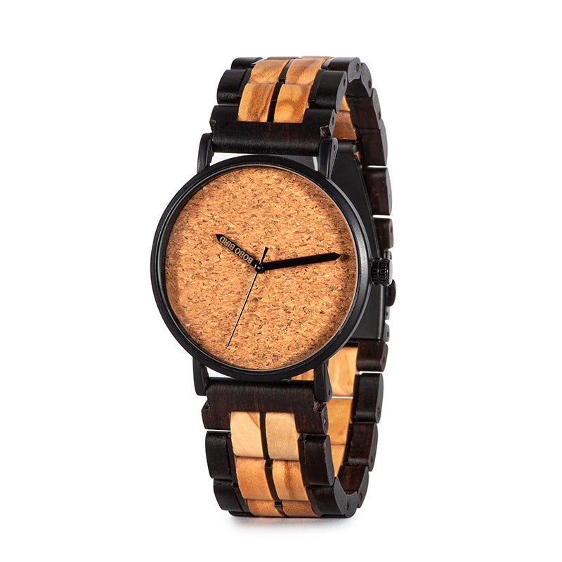 S19 wooden watch by My Store with a natural wood case and minimalist dial