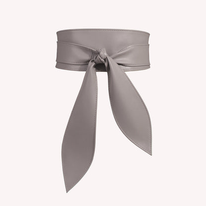 Women's wide waist tie belt with elegant bow ribbon and super-long design, soft all-match style