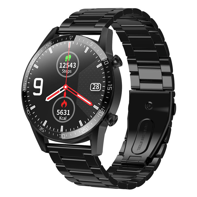 Waterproof multi-functional smartwatch with long battery life and motion tracking, black design