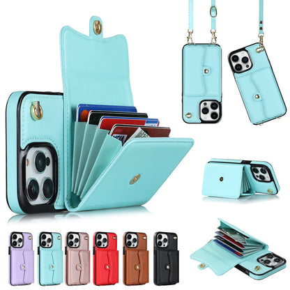 Crossbody card holder phone case with multi-function card slots and adjustable shoulder strap