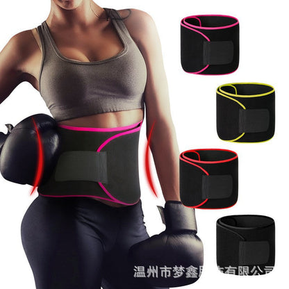 Adjustable sweat-inducing waist belt with Velcro closure for sports fitness, waist support, and abdominal shaping