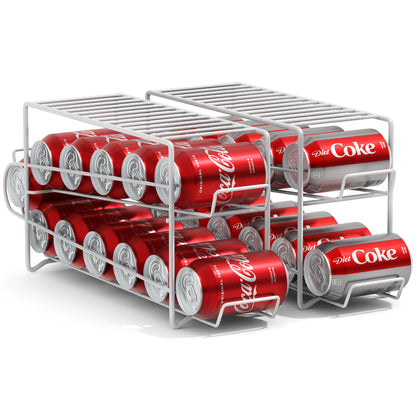 BACKUPMYFILESNOW® FridgeFit soda can holder with dual 12-can dispenser set, organized beverage storage for refrigerators.