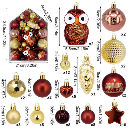 Christmas tree ornaments and decorations by My Store displayed in festive holiday colors