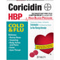 Coricidin HBP Flu Relief Duo-Pack 20-count bottles, BACKUPMYFILESNOW® brand, showing medication packaging and labels.