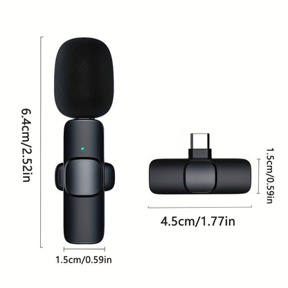 Wireless lavalier lapel microphone for iPhone and iPad with clip-on omnidirectional condenser mic setup