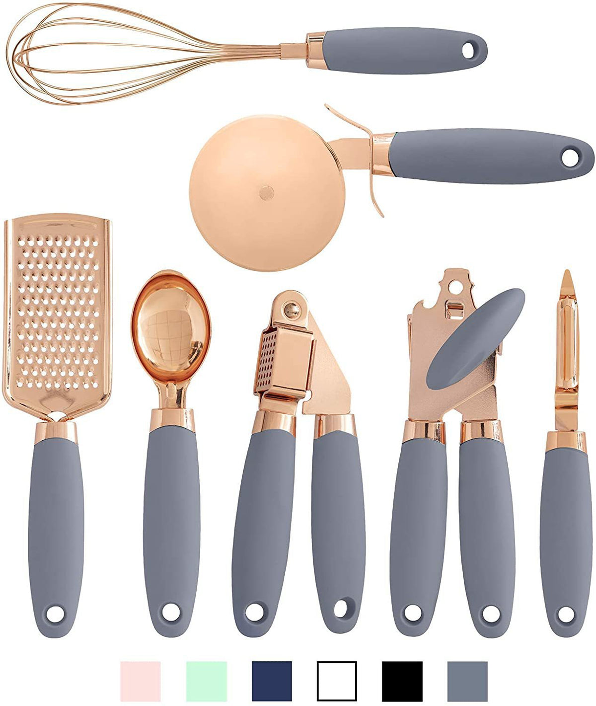 Stainless steel kitchen gadgets 7-piece set with assorted cooking utensils and tools