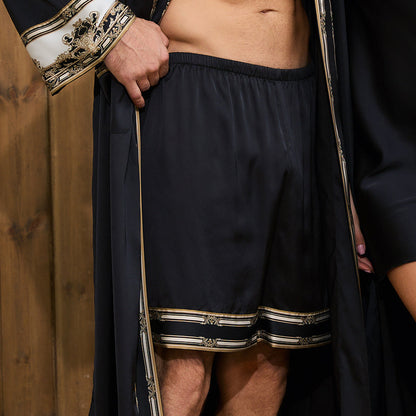 Men's baroque-style satin shorts in a creative, simple, and versatile design