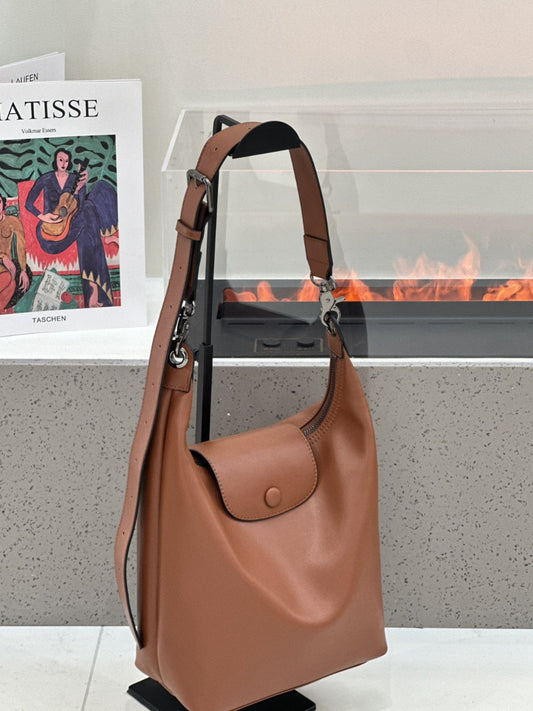 Baidie genuine leather women's hobo underarm shoulder crossbody bag in brown with spacious tote design