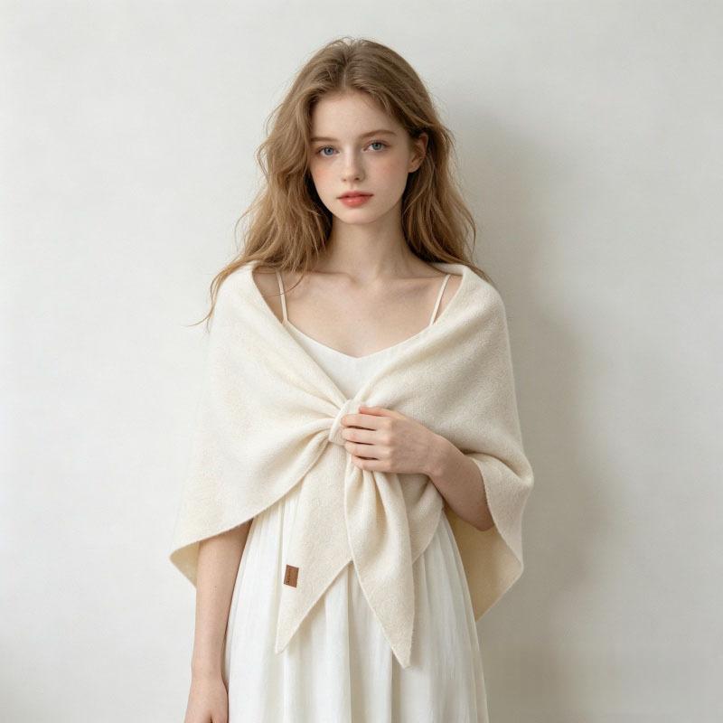 Large wool triangle scarf shawl in a soft draped design