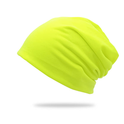 Solid-color slouchy beanie with a knitted wrap-around design, all-season versatile style