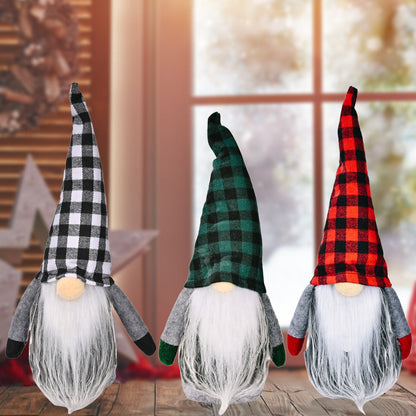 Christmas plaid hat Rudolph doll with red nose and festive holiday detailing