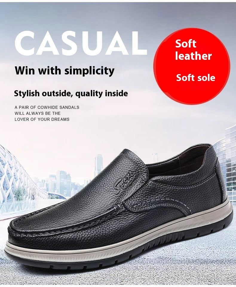 Men's casual waterproof lightweight leather shoes in a classic low-top design