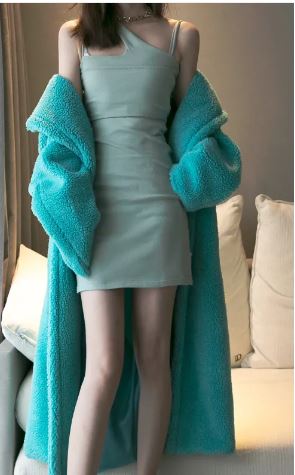 Elegant Long Lamb Cashmere Coat
